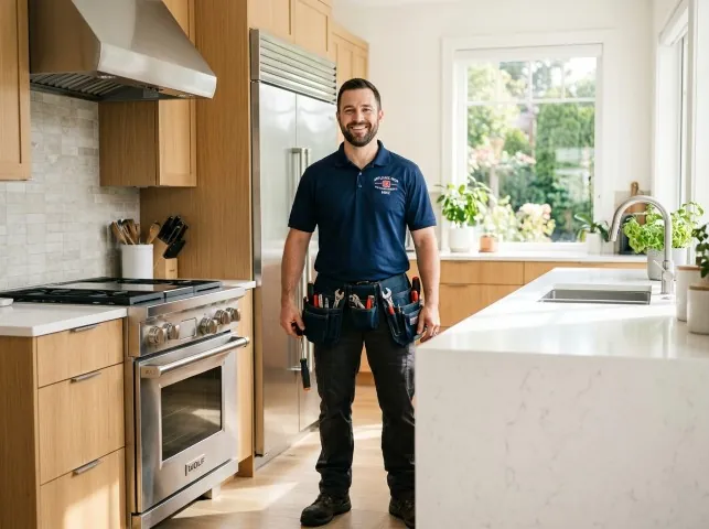 Appliance Repair Hero technician in a Ashton, ID kitchen after an appliance repair